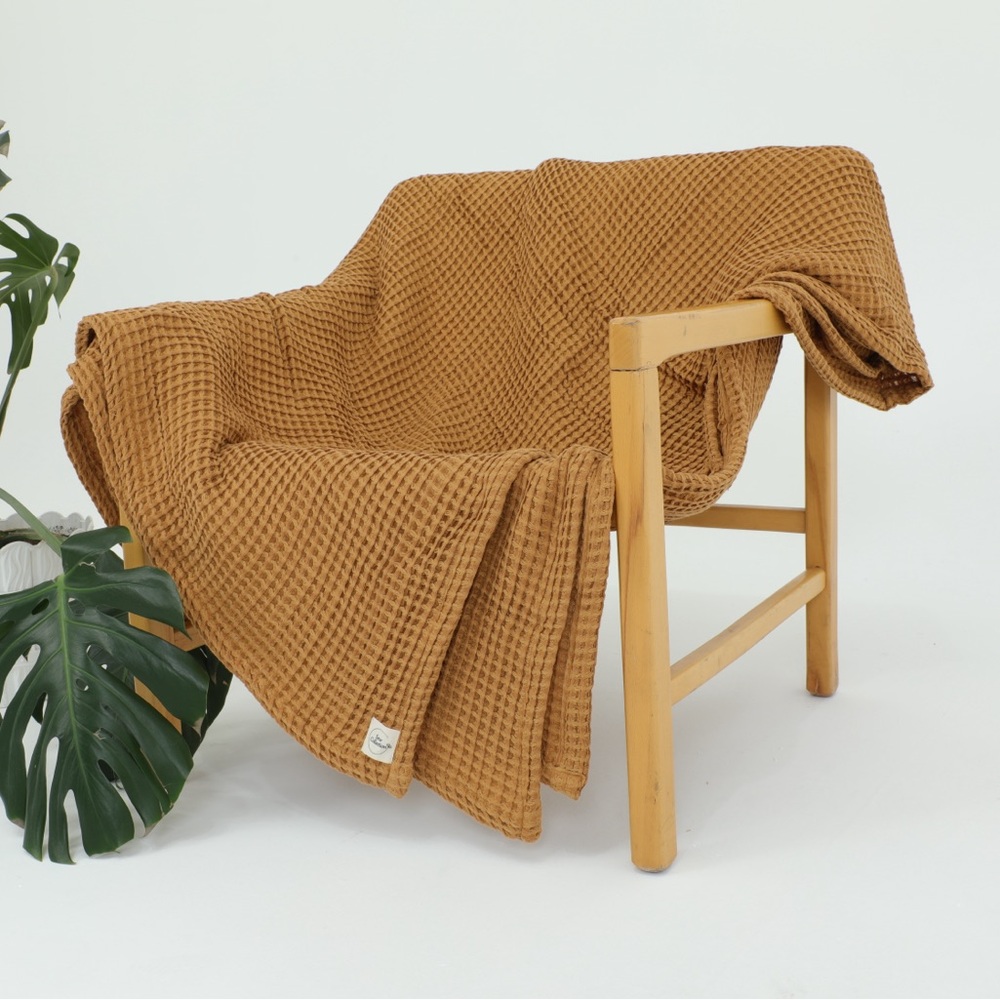 Waffle Weave Tan Blanket